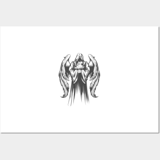 Winged Angel Engraving Tattoo Wall Art by devaleta